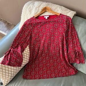 J. JILL So SOFT Floral BELL SLEEVE With TIES Comfortable COTTON MODAL Top S